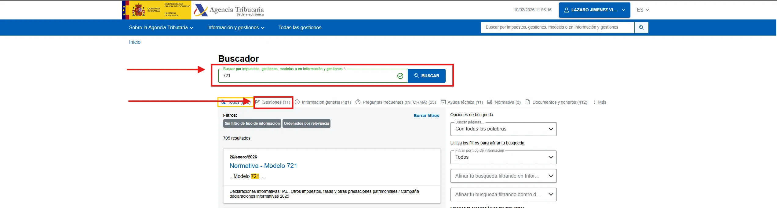 Step 2: search results