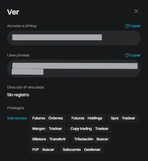 Bitget API Schritt 4: API Key und Secret Key kopieren und an die Steuerfachkraft von colvence senden