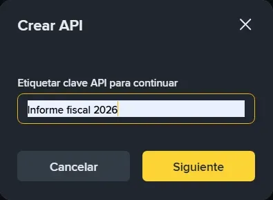 Assegnare un nome alla chiave API su Binance
